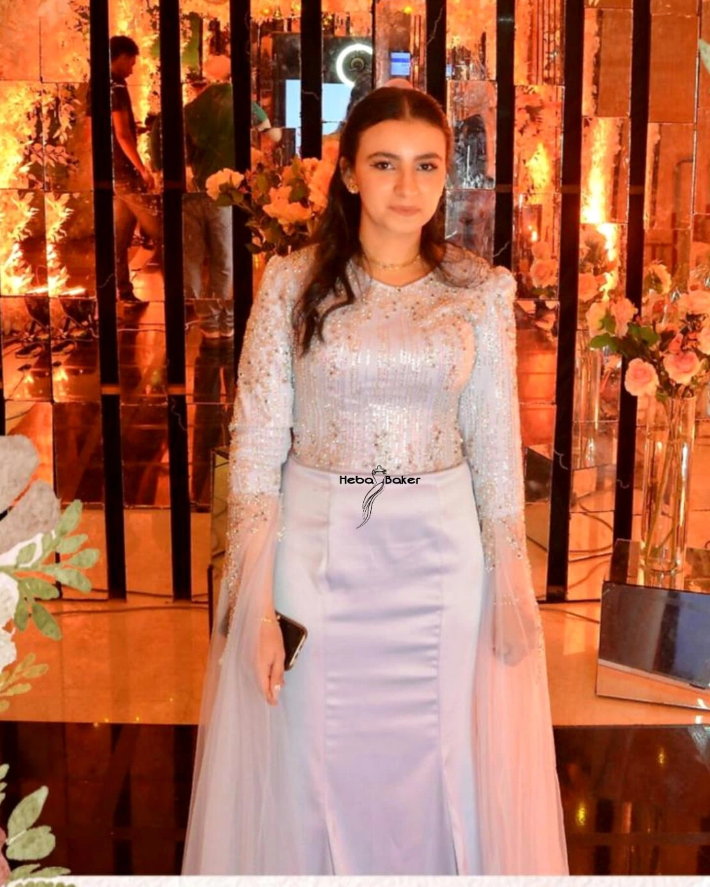 Ice-blue embellished dress
