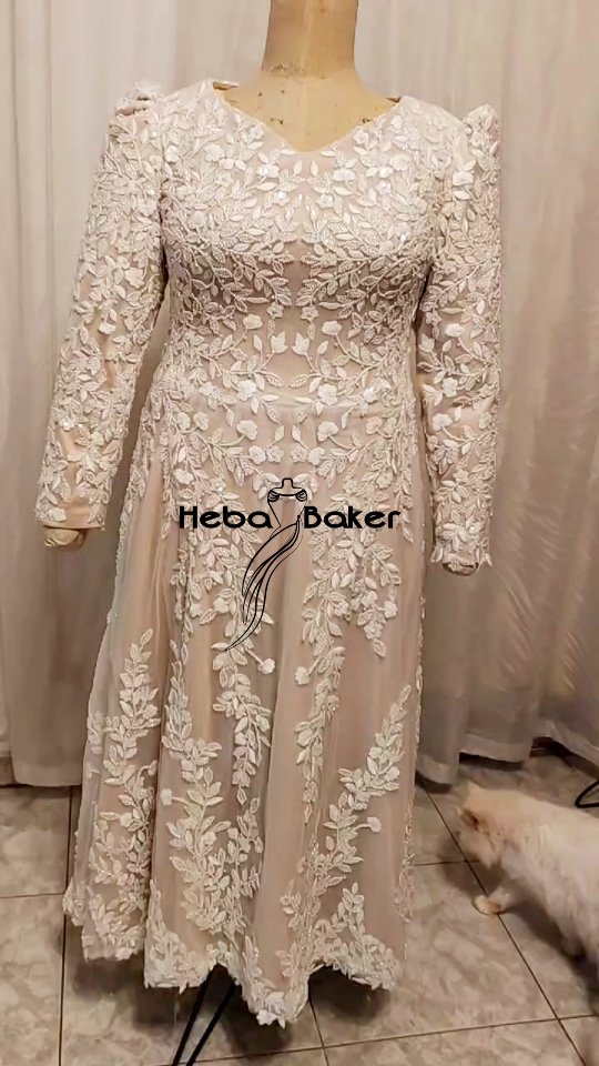 Ivory floral appliqué dress